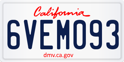 CA license plate 6VEM093