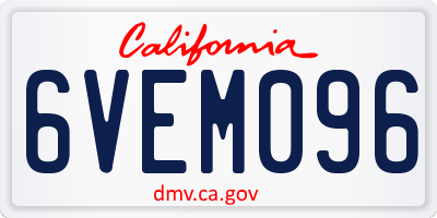 CA license plate 6VEM096