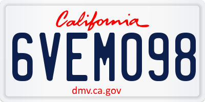 CA license plate 6VEM098