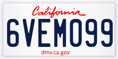 CA license plate 6VEM099