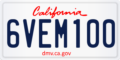 CA license plate 6VEM100
