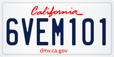 CA license plate 6VEM101