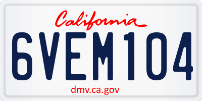 CA license plate 6VEM104