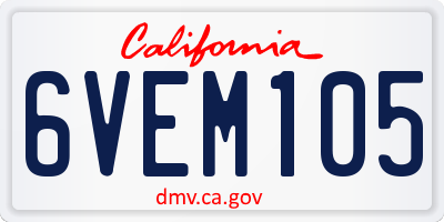 CA license plate 6VEM105