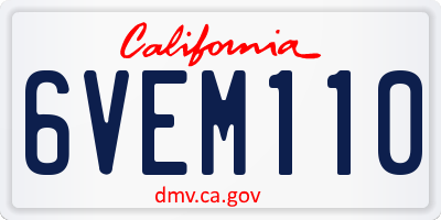 CA license plate 6VEM110