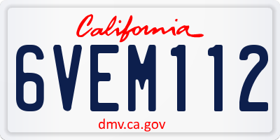 CA license plate 6VEM112