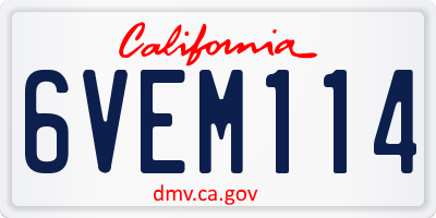 CA license plate 6VEM114