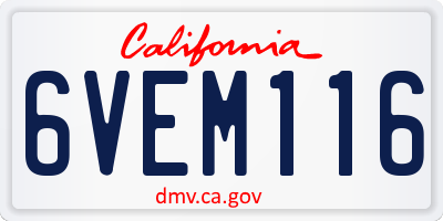 CA license plate 6VEM116