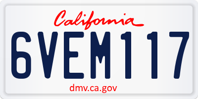CA license plate 6VEM117