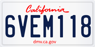 CA license plate 6VEM118