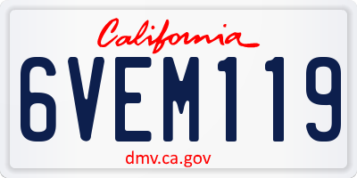 CA license plate 6VEM119