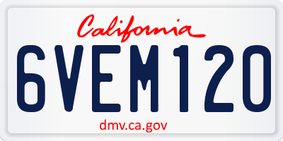 CA license plate 6VEM120