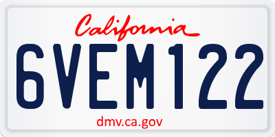 CA license plate 6VEM122