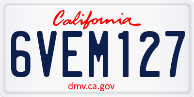 CA license plate 6VEM127