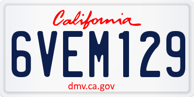 CA license plate 6VEM129