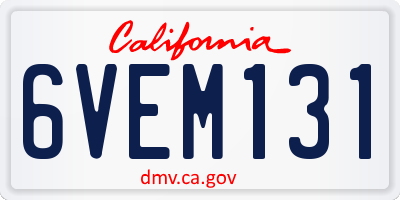 CA license plate 6VEM131