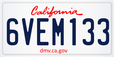 CA license plate 6VEM133