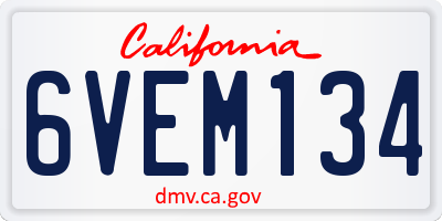 CA license plate 6VEM134
