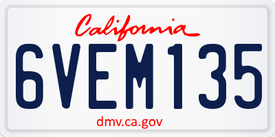 CA license plate 6VEM135