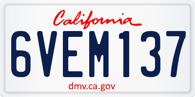 CA license plate 6VEM137