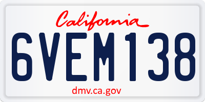CA license plate 6VEM138