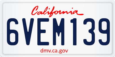 CA license plate 6VEM139
