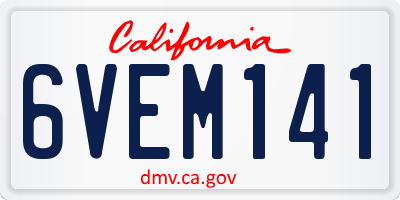 CA license plate 6VEM141