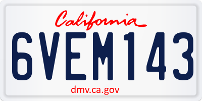 CA license plate 6VEM143