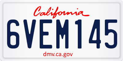 CA license plate 6VEM145