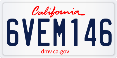 CA license plate 6VEM146