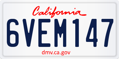 CA license plate 6VEM147