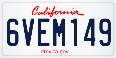 CA license plate 6VEM149