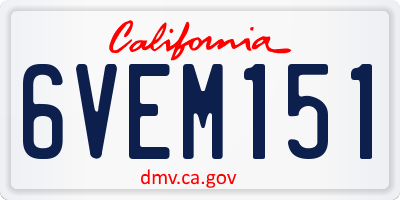 CA license plate 6VEM151