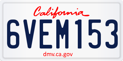 CA license plate 6VEM153