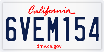 CA license plate 6VEM154