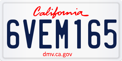 CA license plate 6VEM165