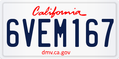 CA license plate 6VEM167
