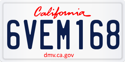 CA license plate 6VEM168