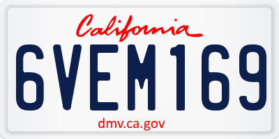 CA license plate 6VEM169