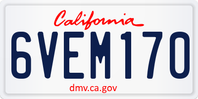 CA license plate 6VEM170