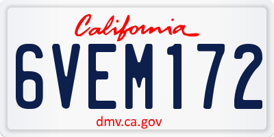 CA license plate 6VEM172