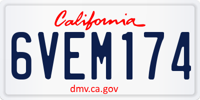 CA license plate 6VEM174