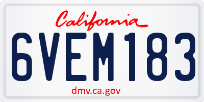 CA license plate 6VEM183