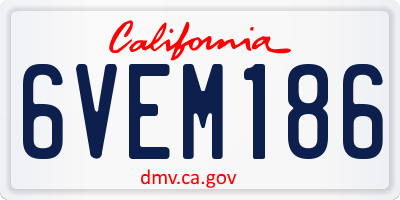CA license plate 6VEM186