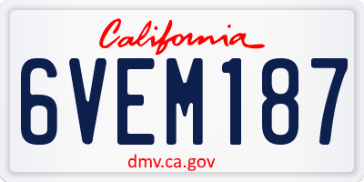 CA license plate 6VEM187