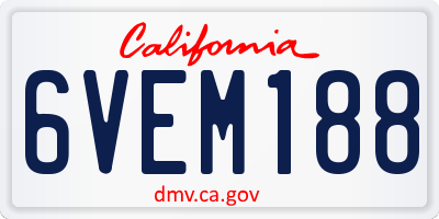 CA license plate 6VEM188