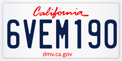 CA license plate 6VEM190