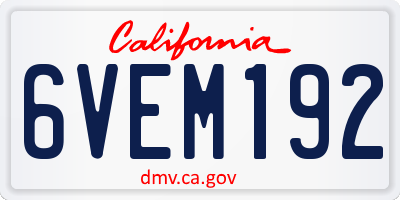 CA license plate 6VEM192