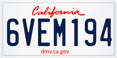 CA license plate 6VEM194