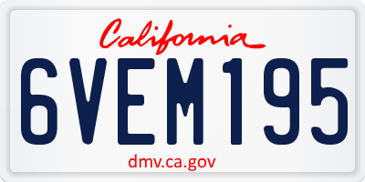 CA license plate 6VEM195